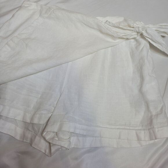 CHRISTIAN SIRIANO white linen pull on wrap skort shorts‎ coastal grandma XL - Picture 6 of 9